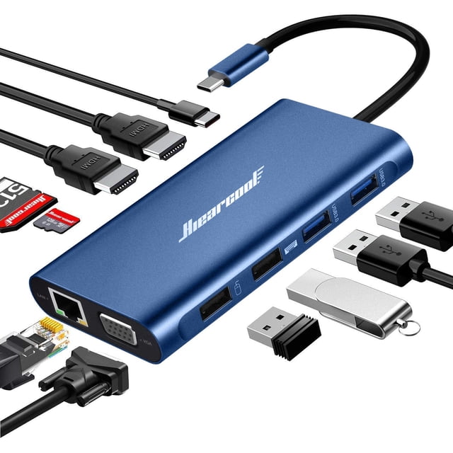 Estación de acoplamiento Hiearcool USB C 11 en 1 con triple pantalla 4K