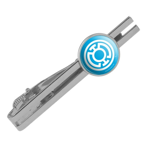 Green Lantern Blackest Night Blue Lantern Logo Round Tie Bar Clip Clasp Tack Silver Color Plated
