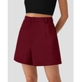 thumbnail image 3 of PRETTYGARDEN Shorts de Mujer de Tiro Alto Pierna Ancha Vino Rojo XL, 3 of 5