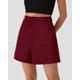 thumbnail image 3 of PRETTYGARDEN Shorts de Mujer de Tiro Alto Pierna Ancha Vino Rojo XL, 3 of 5