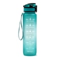 thumbnail image 1 of Green Gradient 1L Water Bottle with Time Marker & Inspirational Quotes, Food-Grade PP Plastic, Spring-Loaded Cap, Removable Strainer & Filter, Single-Handed Locking Lip, Durable Nylon Strap, Wide, 1 of 7