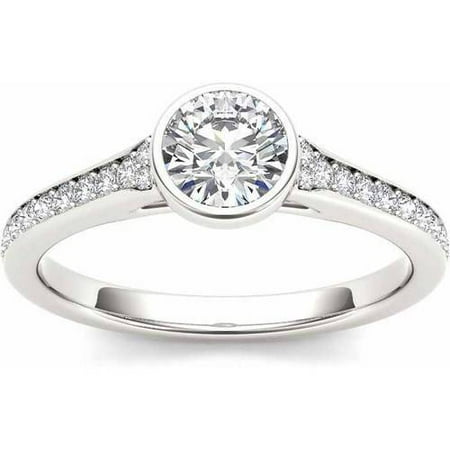 1 Carat T.W. Diamond Bezel Solitaire 14kt White Gold Engagement Ring