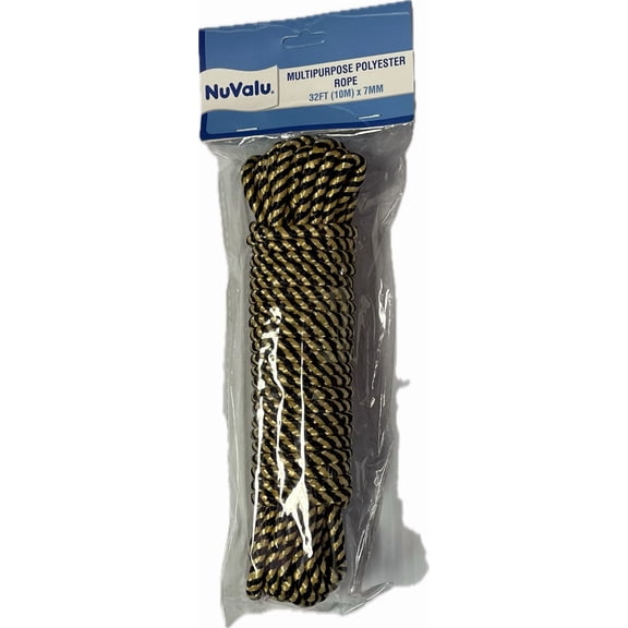 PURELY- 32Ft. Nylon Rope, 1/4'' Solid Nylon Rope For Garden Tie Pull Knot Yellow-Black
