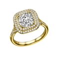 thumbnail image 2 of 7.50MM D-F VS Moissanite Ring With Diamonds (1.8 ct Moissanite Weight, 2.7 ctw dew) Micro Pave Double Halo 14K Gold, 2 of 2