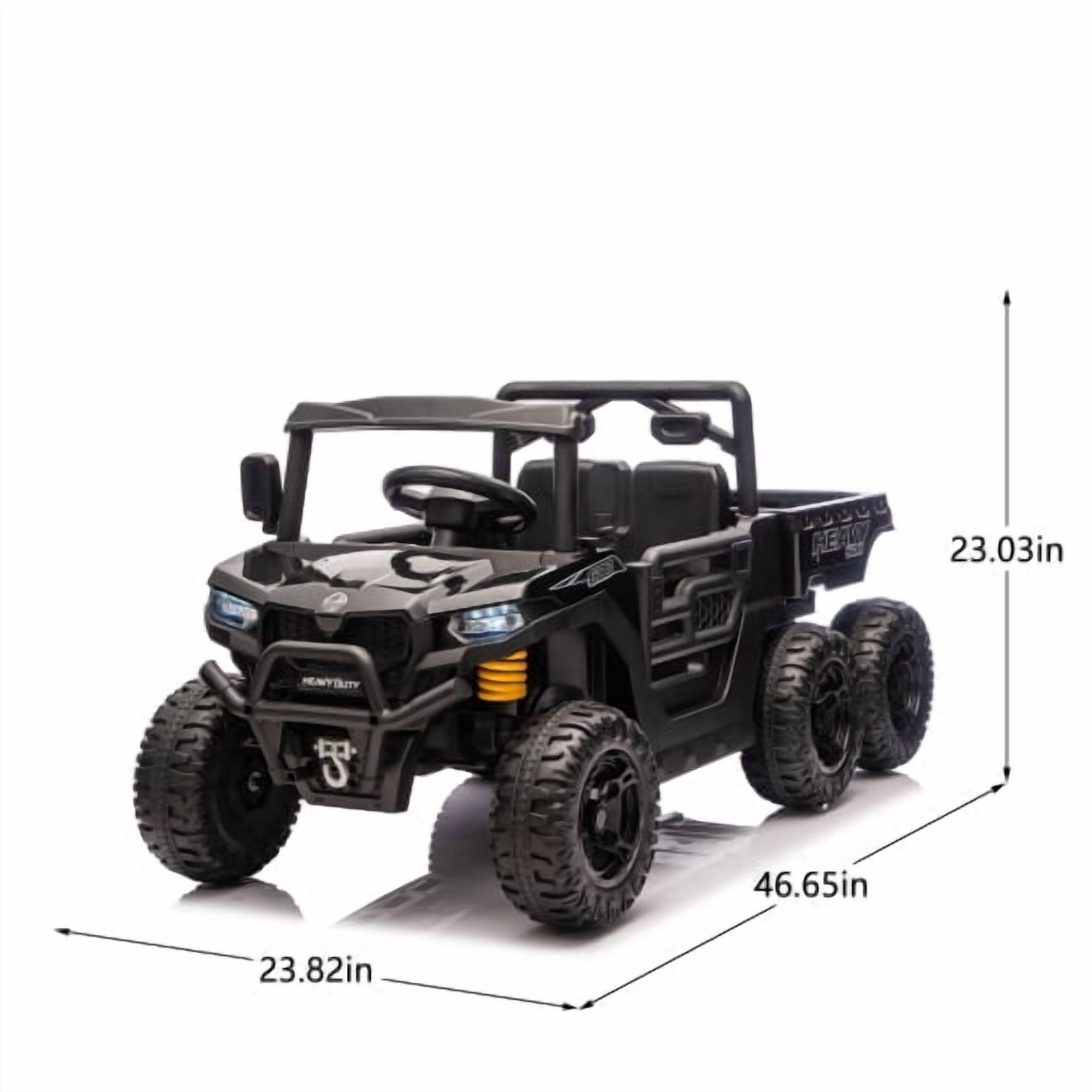 HappyToysWorld 24V Kids Ride On Truck, 440W Six-Wheel Electric Dump Truck with 2.4G Remote Control, 4WD, Anti-Collision & Suspension, Bluetooth Music, 1.86-3.41 MPH, Ages 3-5