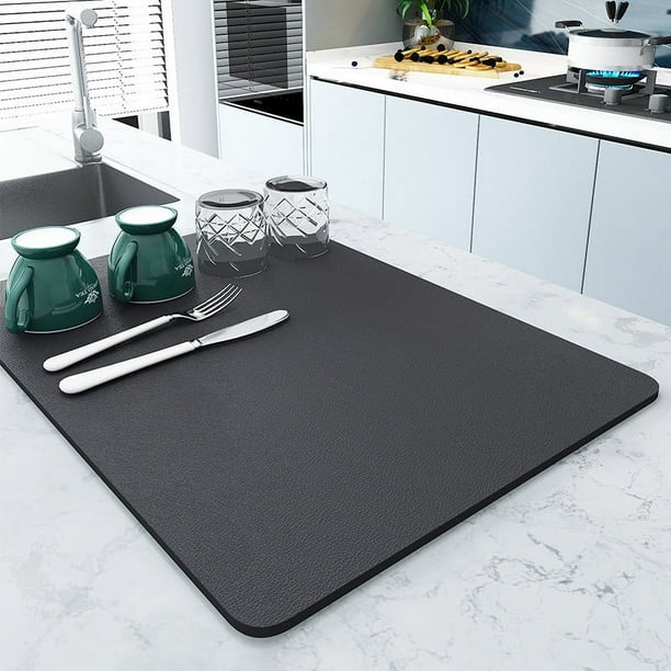 Alfombrilla para encimera de cocina, alfombrilla impermeable para fregadero, alfombrilla absorbente de barro de diatomeas, alfombrilla para vajilla, cuenco, plato, alfombrilla para mesa de bar y té