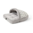 thumbnail image 2 of NICOLE MILLER NEW YORK PET Kendall Fluted Geo Cozy Slipper Cave Pet Bed, Cozy & Calming, Water Repellent, Non-Slip Bottom, Machine Washable, Grey, Small 22"x17"x11", 2 of 12