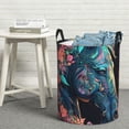 thumbnail image 6 of Fuzoiu Colorful Floral Patterned Horse Print Circular Hamper,Laundry Basket with Handle,Collapsible Laundry,Dirty Clothes Storage Basket,for Bedroom Bathroom Dorm Living Room-Small, 6 of 6