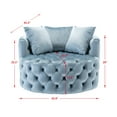 thumbnail image 2 of Swivel Accent Barrel Chair Oversized Velvet Round Sofa Chair with 3 Pillows Modern Tufted Club Leisure Lounge Chair for Living Room Bedroom Hotel, Light Blue, 2 of 7