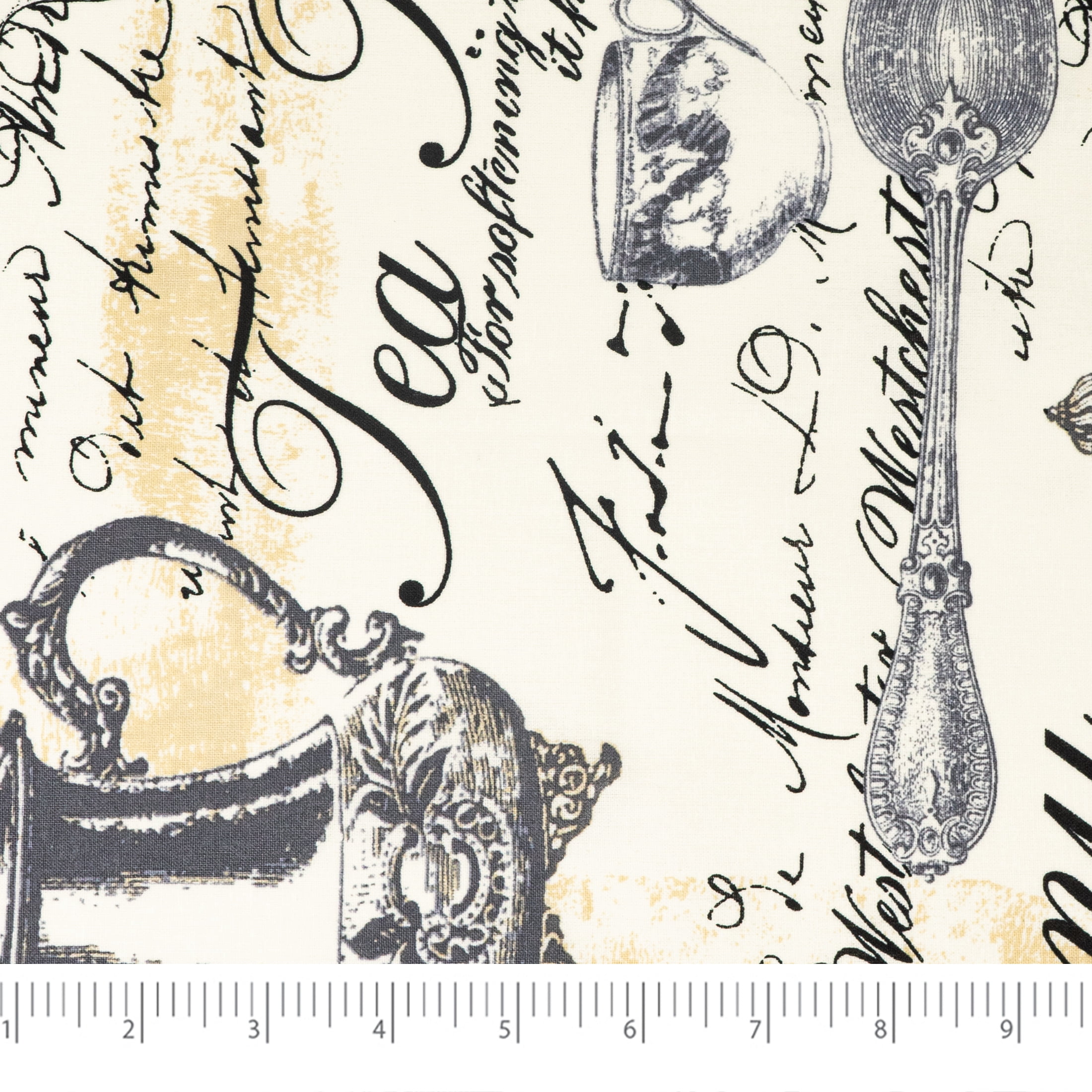 Waverly Inspirations 1 Yard Cut 100% Cotton Prints Fabric, Teatime Gray, 44" Wide for Quilting & Sewing