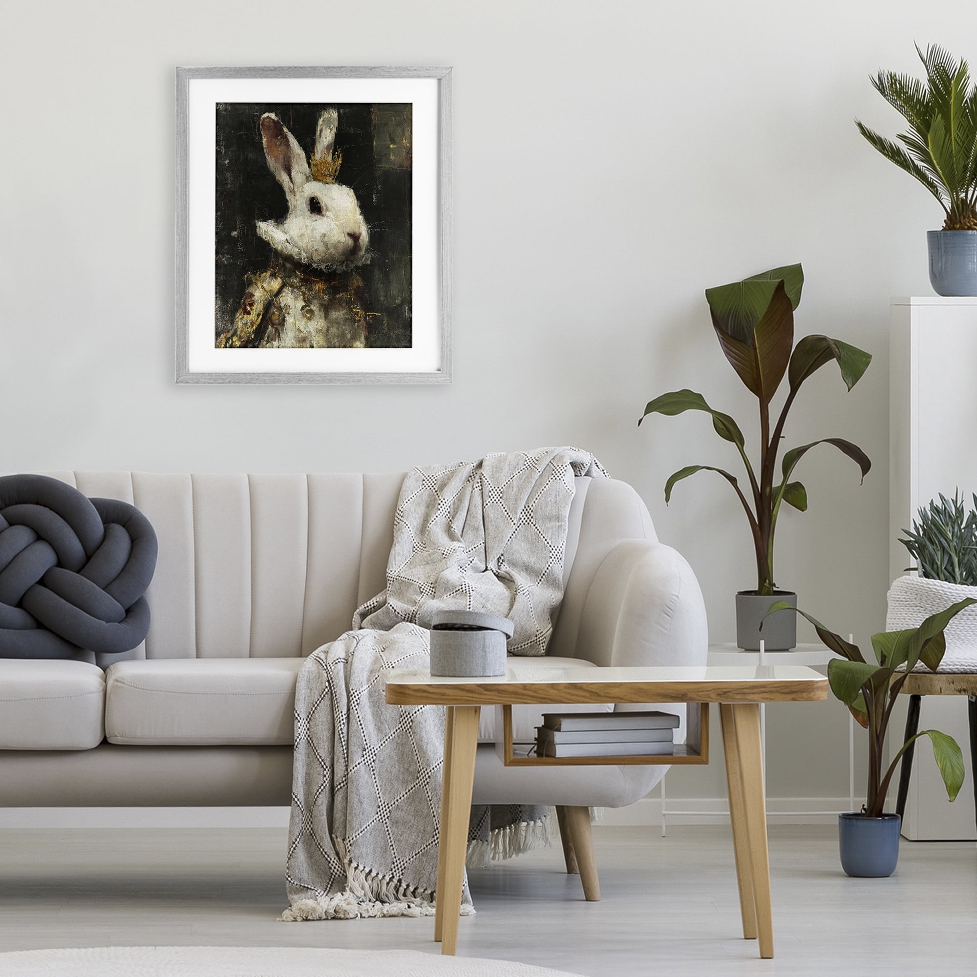 Stupell Industries Regal Hare Portrait Gray Framed Print Under Glass, design by Svetlana Aleynikova