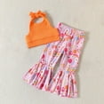 thumbnail image 4 of GYRATEDREAM Infant Toddler Baby Girl Outfits Knitted Sleeveless T-Shirt Vest Crop Tops Bell Bottom Pants Set Summer Clothes, Orange 3-4 Years, 4 of 10