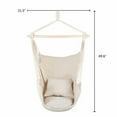thumbnail image 2 of 31.5” Cotton Canvas Hanging Rope Chair with 2 Pillows, Sturdy Hanging Chair With Adjustable Design, Patio Rope Chair For Indoor Outdoor, 250lbs Weight Capacity, Space-Saving, Beige, 2 of 9