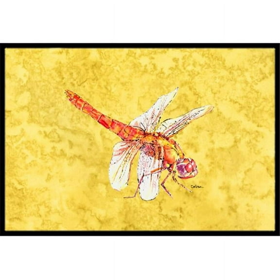 24 x 36 in. Dragonfly On Yellow Indoor Or Outdoor Doormat