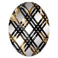 thumbnail image 2 of Designart "Black and Gold Glamour Extravaganza" Marble Plaid Round Wall Mirror - Oval Printed Decorative Mirror - Multiple Color Options, 2 of 5