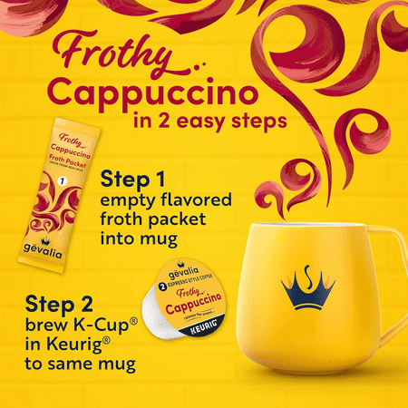 Gevalia Frothy 2-Step Cappuccino Espresso K-Cup Coffee Pods & Froth Packets Kit 6 Ct Box (Pack of 3)