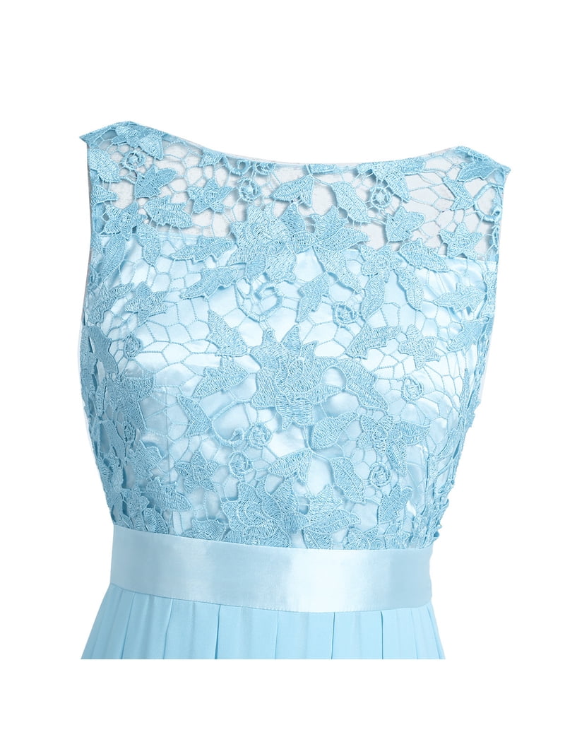 shell pink bridesmaid dresses Three Style Long Chiffon Sky Blue Bridesmaid Dress – TANYA BRIDAL main image 0