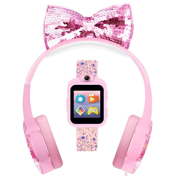 iTech Junior Girls Headphones & Smartwatch Set - Pink Sparkle Bow