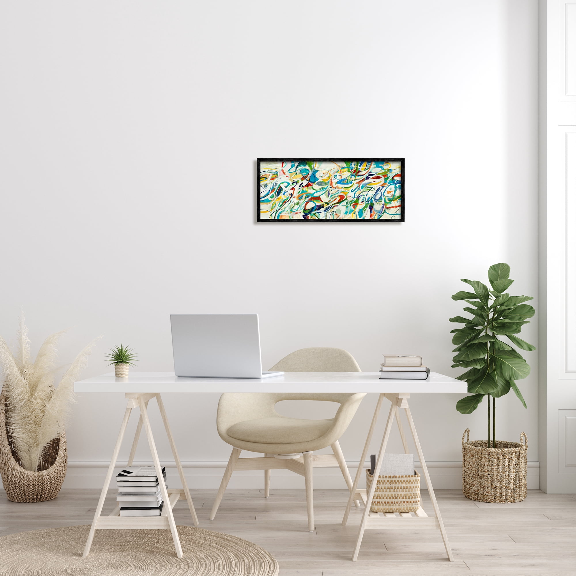 Stupell Industries Abstract Complexity Energetic Blue Green White Curved Lines, 10 x 24, Designed by Lisa Ridgers