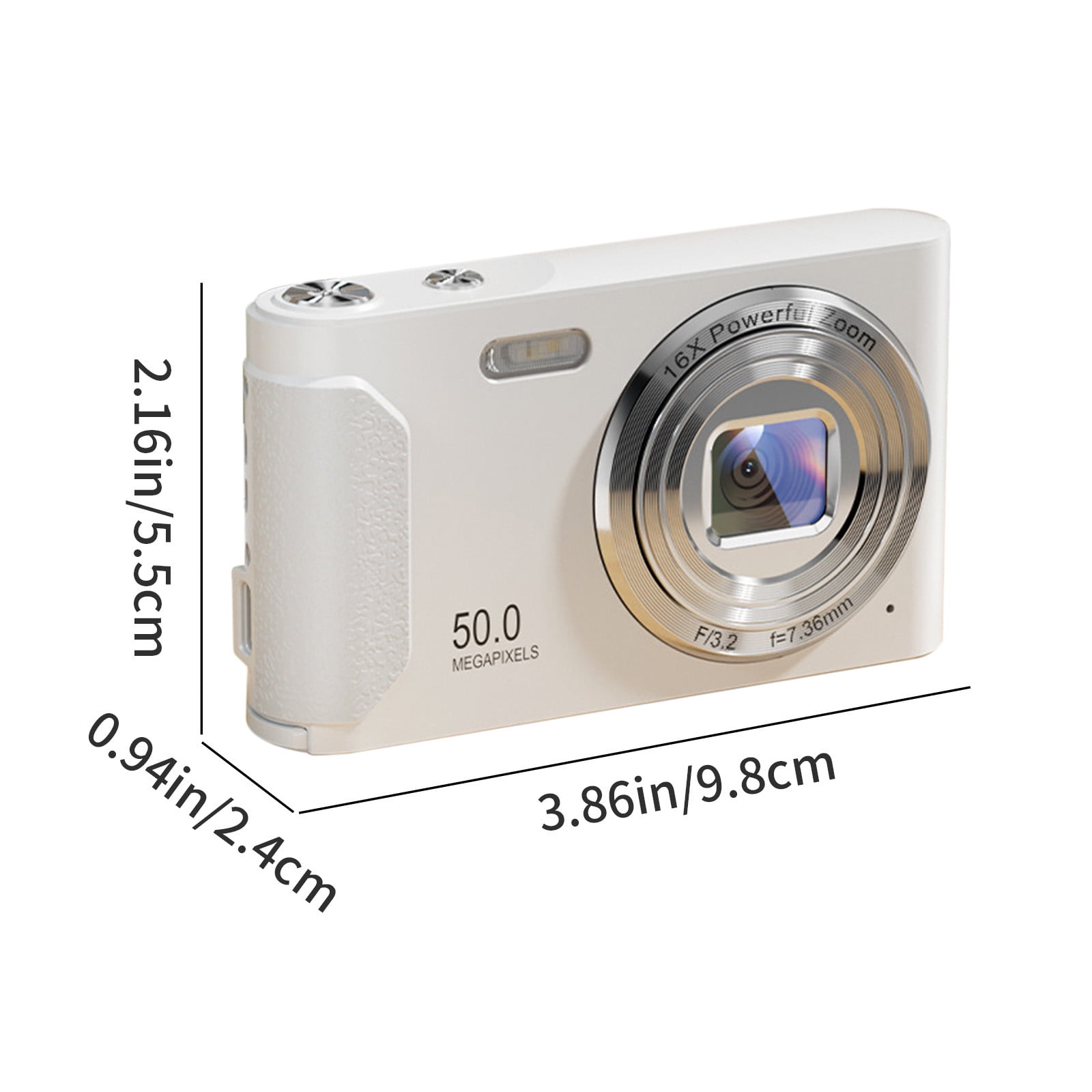 White Ccd High Definition Macro Digital Camera 16X Zoom 2.4 Inch Screen 800W Effective Pixel Recording Selfie Beauty Filter Camera With Built In Battery White