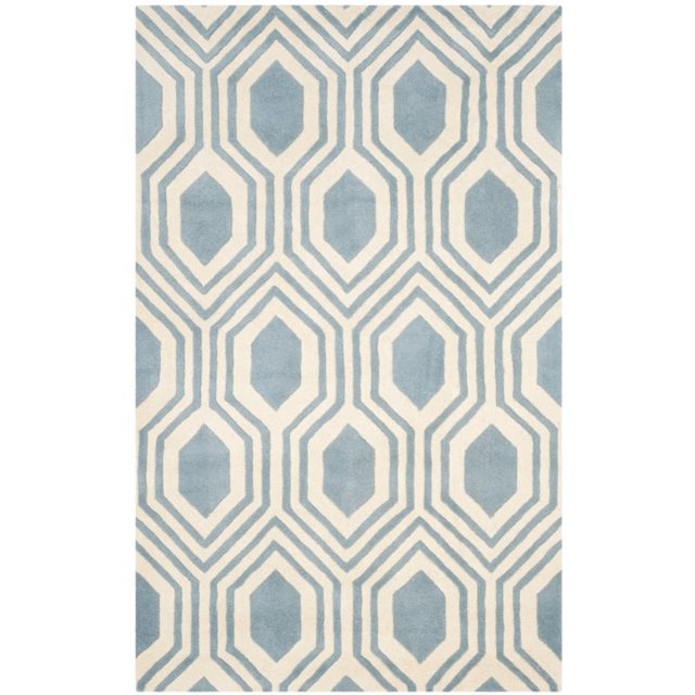 Safavieh Chatham 4' X 6' Hand Tufted Wool Rug in Blue and Ivory