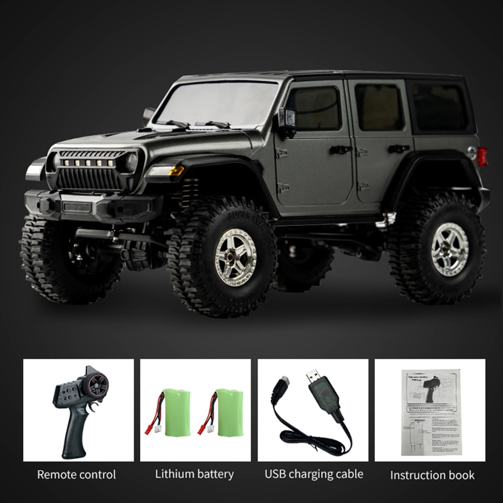 C8801 RC Crawler 4WD RC Truck with 2 Batteries, 1:18 Scale Remote Control Truck, 2.4GHz Electric Vehicle with LED Light for Adults,