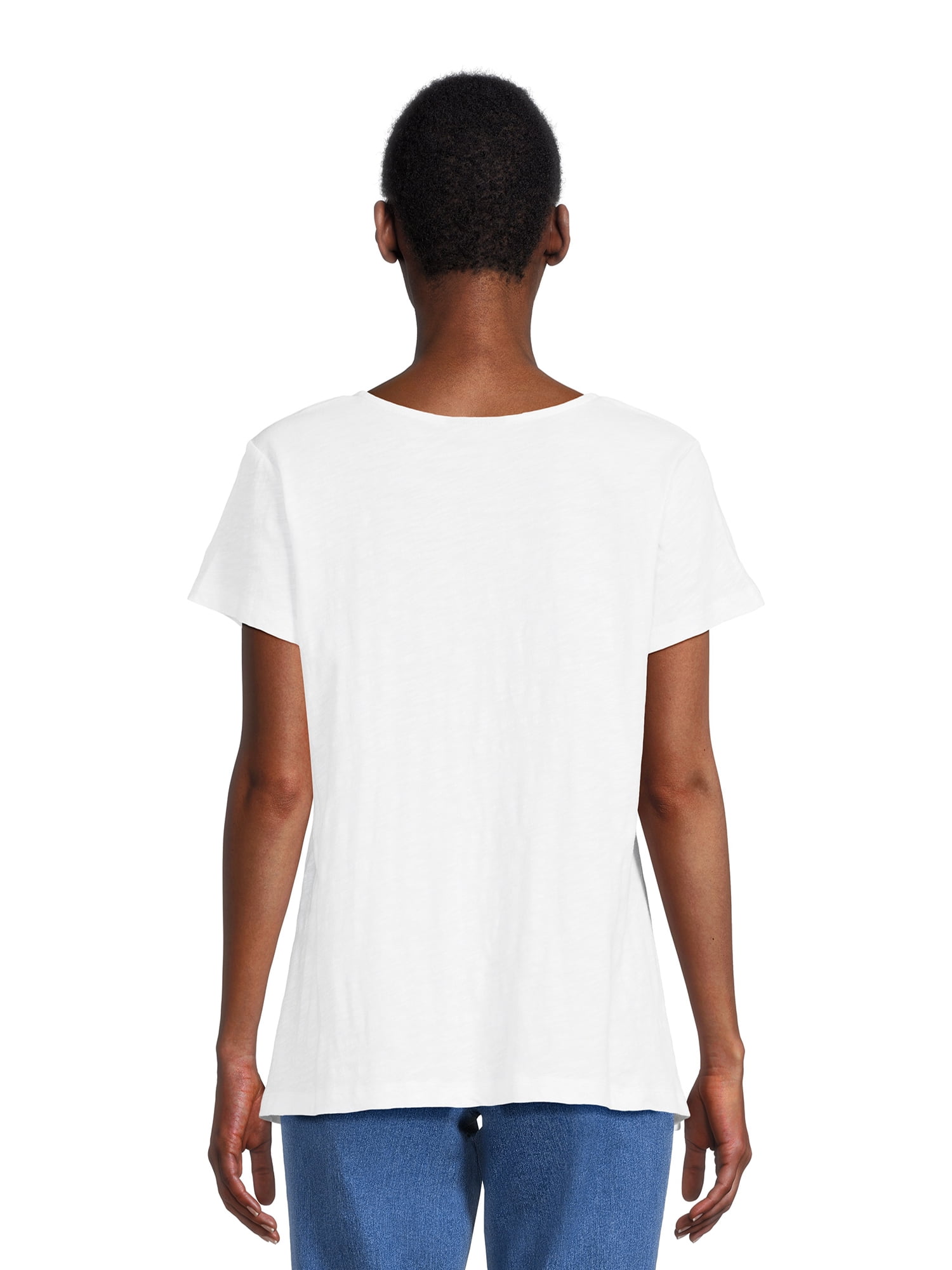 RealSize Women's Sharkbite Hem Tee with Short Sleeves, Sizes XS-XXXL