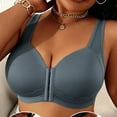 thumbnail image 6 of Feancey Plus Size Bras for Women Front Closure Everyday Brassiere Anti-Sagging High Support Wireless Bras Wide Strap Casual Full Coverage Bra Blue 4XL, 6 of 9