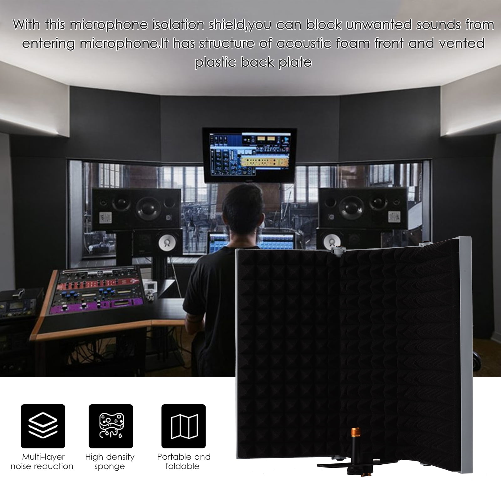 Isolation ,Screen With Density Isolation Wind Screen With Pop Filter Wind 3-door Professional Filter Wind Screen Pop Filter Professional Studio Isolation Moweo Adben Siuke