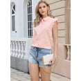 thumbnail image 4 of DARING DIVA Women's Cute Floral Tops Ruffle Cap Sleeve Button Down Dressy Shirts XS Pink, 4 of 6