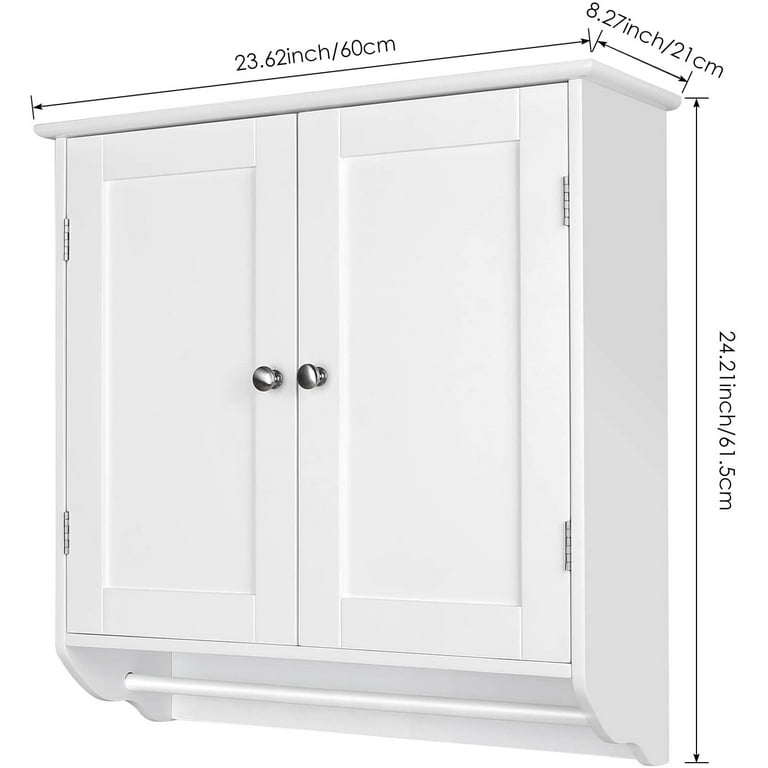 FUFU&GAGA 47.2 in. W x 15.7 in. D x 23.6 in. H Bathroom Storage Wall Cabinet  in White with Hanging Rod and Adjustable Shelves THD-KF020390-01 - The Home  Depot