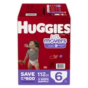Huggies Little Movers Baby Diapers, Size 6, 112 Ct, Mega Colossal Pack