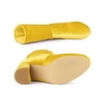 thumbnail image 5 of BLISSFUL STEP Women's Boots Foldable Faux Velvet Block Heel Mid Calf Ankle Boots Yellow 7, 5 of 7