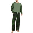 thumbnail image 2 of Mens Ultra Soft Pajama Tops 2 Pieces Sets Color Block Tops Nightgown Long Sleeve Round Neck Pullover Sweater Blouses Stripe Checked Sleep Pants Light Breathable Two Piece Sets Loungewear, 2 of 7