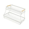 thumbnail image 4 of Cesta de frutas de dos niveles, soporte para almacenar verduras con asas de madera y estructura metálica. Blanco, 4 of 9