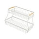 thumbnail image 4 of Cesta de frutas de dos niveles, soporte para almacenar verduras con asas de madera y estructura metálica. Blanco, 4 of 9