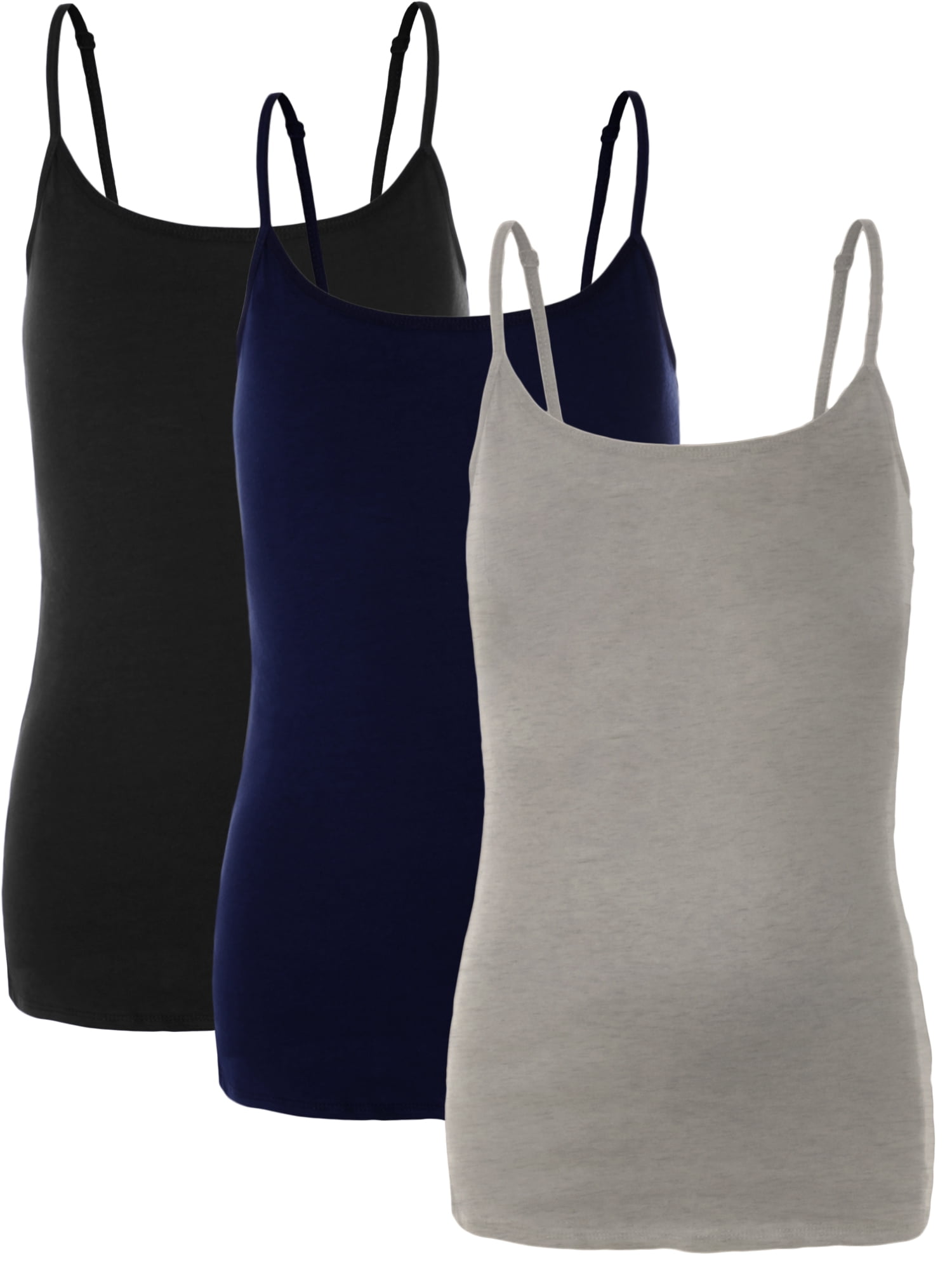 Emmalise Women's Camisole With Built-In Bra - 3 Pack Tank Tops (Black, Gray, Oat), Size Small