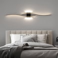 thumbnail image 5 of Lámpara de pared con tira de LED moderna, luz de control remoto de doble curva, decoración de mesita de noche, apliques de pared de oro negro, sala de estar, dormitorio, fijación LED, 5 of 5