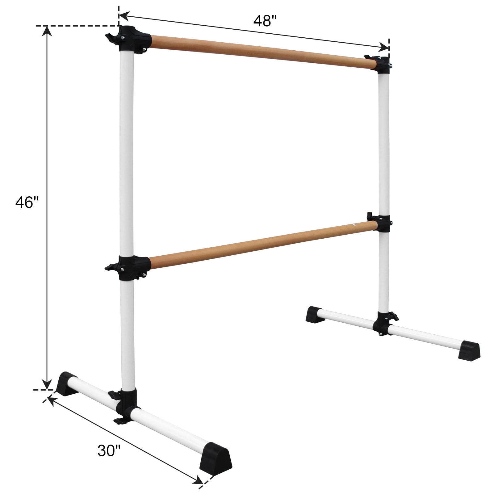 EUROCO 4FT Double Benchwood Ballet Barre, Freestanding and Adjustable Dance Barre