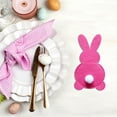 thumbnail image 6 of Set of 4 Easter Bunny Utensil Cutlery Holders Pouch Bags Felt Silverware Holder Bag Utensil Sleeve for Knife forks Easter Table Decoration Wedding Birthday Party, Pink Blue Green Multicolor Purple, 6 of 7