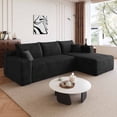 thumbnail image 2 of Lunale 95" L-Shaped Modular Sectional Sofa, No Assembly Required, Boneless Corduroy Cloud Couch for Living Room, Black(Right Facing Chaise), 2 of 7