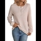 thumbnail image 1 of Camiseta Informal de Punto de Larga con Cuello Redondo y Botones A Rayas para Mujer Albaricoque XL, 1 of 10