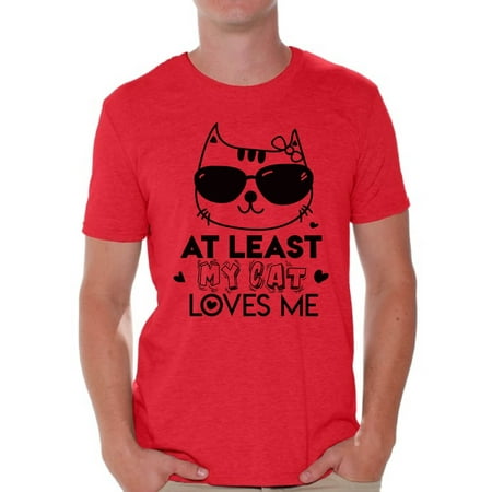 Awkward Styles At Least My Cat Loves Me Shirt Valentine's Day T Shirt for Men Valentines Day Gift Idea for Him Cat Lovers Shirt Cute Cat Valentine Tshirt Valentines Day Single Funny Valentine Shirt