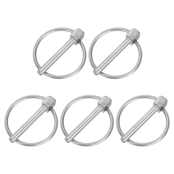 5Pack 3/16" x 1-3/8" Linch Pin with Ring, Stainless Steel Round Linch Pin, Silver