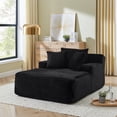 thumbnail image 3 of Leumius Chaise Lounge Chair Indoor,Oversized Corduroy Upholstered Boneless Sofa Bed, Modern Deep Seat Sofa with Back Cushion, Pillows, Cozy Sleeper Couch for Living Room, No Assembly Required,Black, 3 of 10