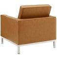 thumbnail image 6 of Tufted Armchair and Loveseat Sofa Set, Faux Leather, Silver Tan, Modern Contemporary Urban Design, Living Lounge Room Hotel Lobby Hospitality, 6 of 6