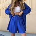 thumbnail image 1 of Revers Chemise + Short Camisa de solapa para mujer + Pantalones cortos 2 piezas Top de manga larga + Pantalones cortos Conjunto de ropa deportiva (Azul L) Cgtredaw Para estrenar, 1 of 1