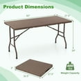 thumbnail image 3 of Costway 5 ft Folding Picnic Table Outdoor Dining Table with Rattan Grain HDPE Tabletop Brown, 3 of 10