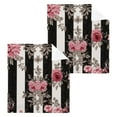 thumbnail image 3 of BZSMCE Towel Cotton Face Towel Soft Hand Towels Fashion Black White Stripes Pink Roses Pattern, 3 of 9