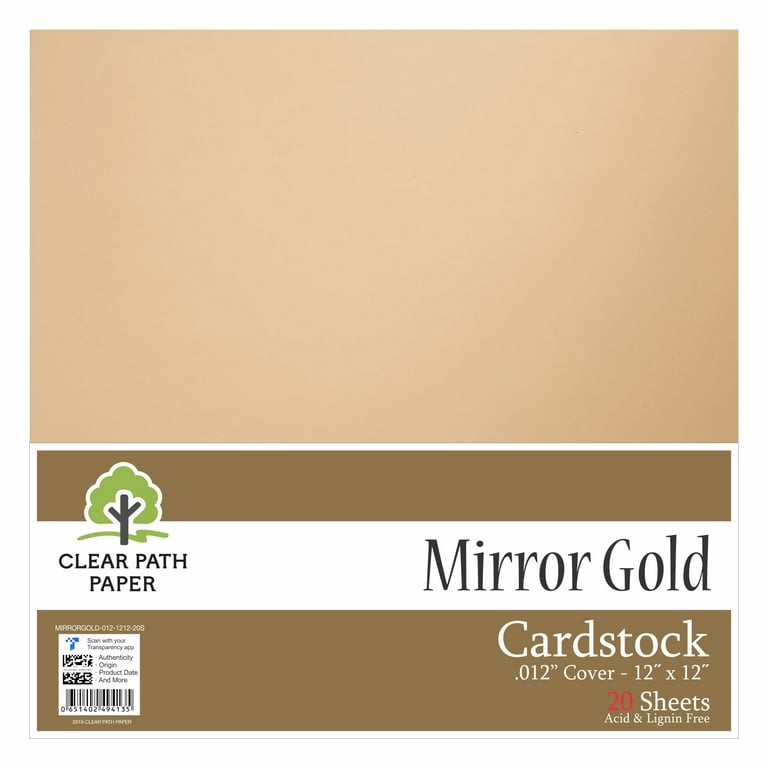 Mirror Gold Cardstock - 12 x 12 inch - .012 Thick - 20 Sheets - Clear Path  Paper